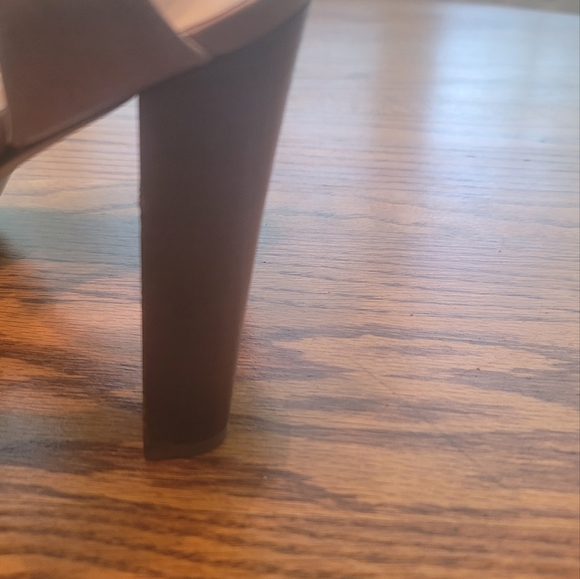 Stuart Weitzman Dark Tan Brown Genuine Leather Open Toe Platform Sandals Heels - Picture 9 of 14